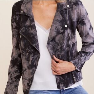 Marrakech Women's Black Tie-Dye Moto Style Jacket, Size M